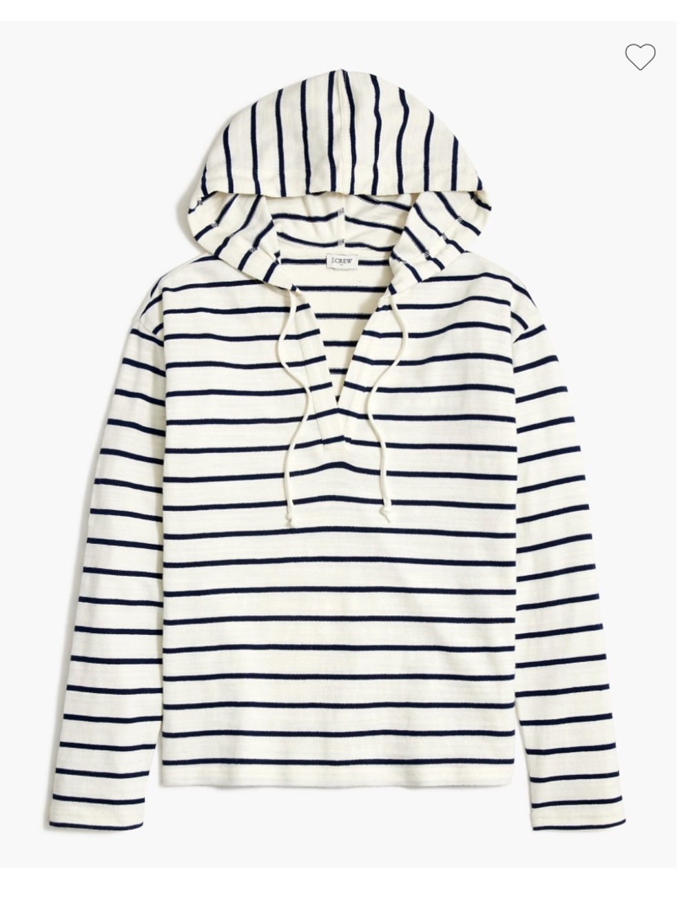 J. Crew Navy White Striped V-Neck Pullover Cotton Sweater Hoodie XL Relaxed NWT